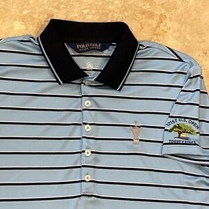Polo Golf Ralph Lauren Shirt Women M Blue Stripe Polo 121st US Open Torrey Pines
